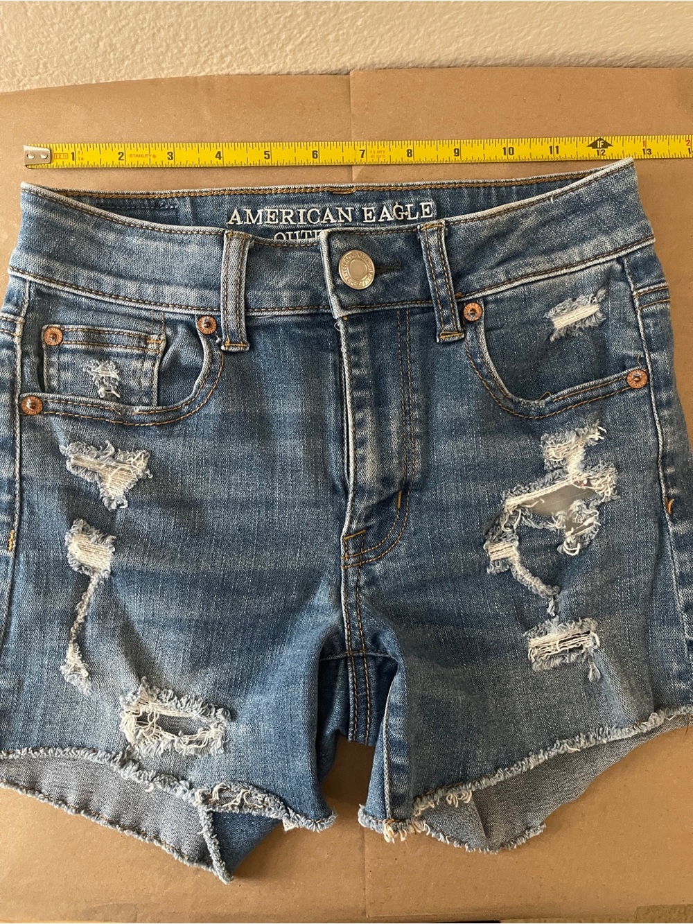 American Eagle Outfitters Distressed Blue Denim Jean Shorts